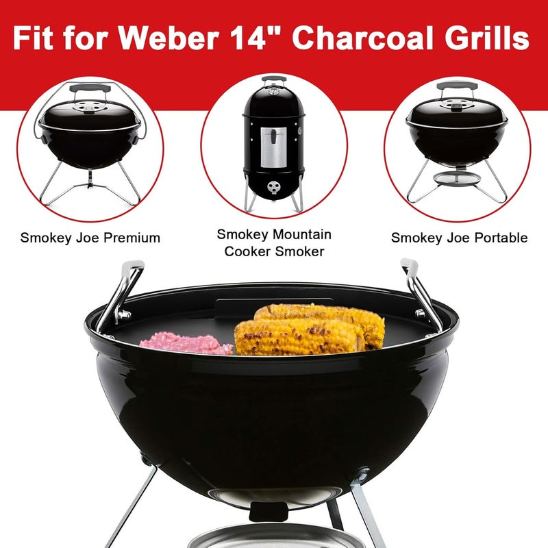 DELSbbq Full Size Griddle Inserts for Weber 14" Charcoal Grills Smokey Joe/Smokey Joe Premium/Smokey Mountain Cooker Smoker, Flat Top Griddle for Small Big Green Egg Grills, Replacement Part for Weber 7431 - Image 3